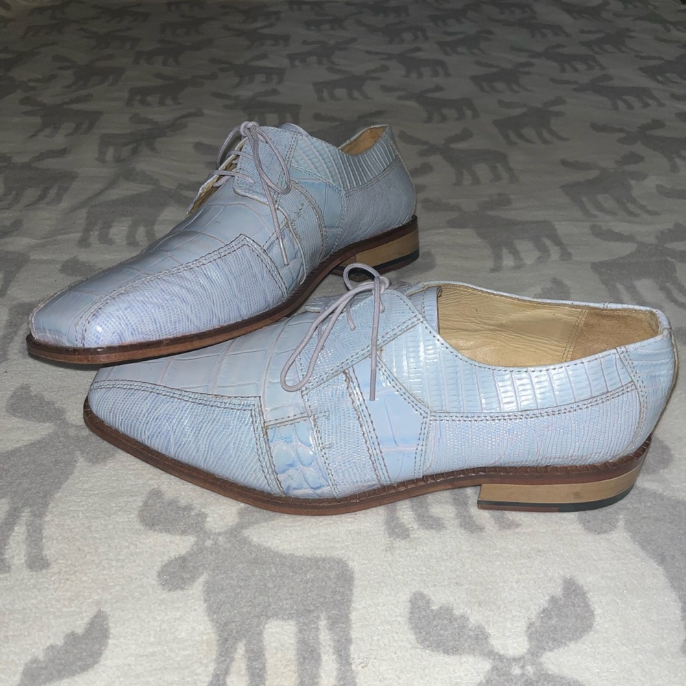 Fortune From Liberty Size 11 Powder Blue Dress Shoes Genuine Leather
